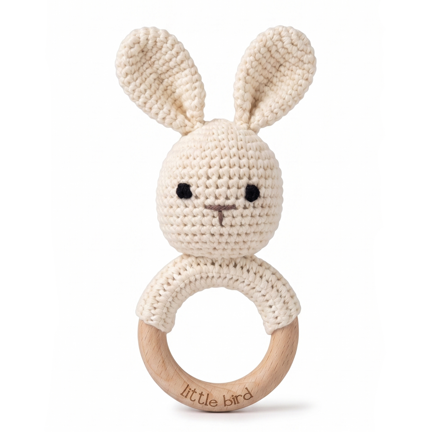 Sonaglino Coniglietto Amigurumi e Legno Naturale - Little Bird