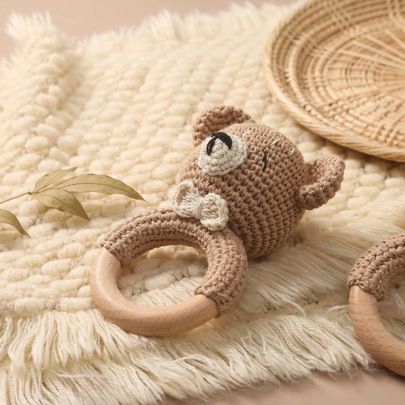 Massaggiagengive Orsetto Uncinetto e legno naturale - Little Bird