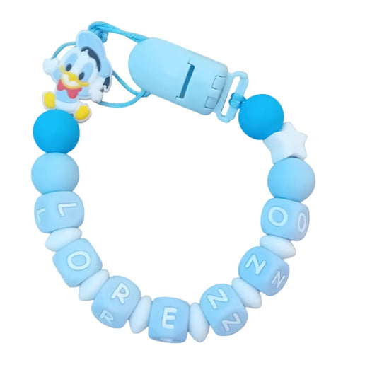 Little Bird- Portaciuccio Paperino personalizzato con nome - 100% BPA free - Regalo Nascita