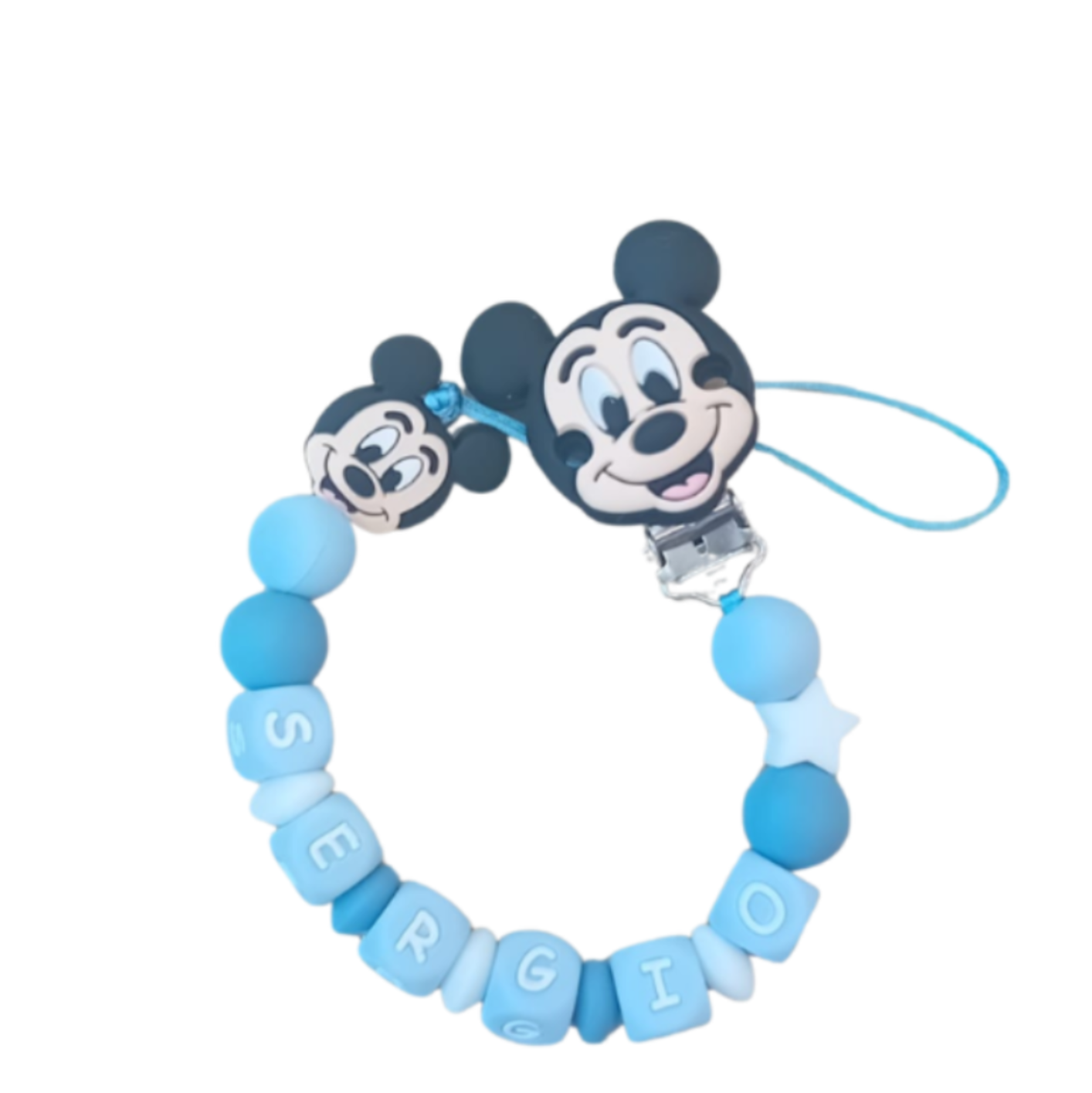 Little Bird- Portaciuccio Topolino personalizzato con nome - 100% BPA free - Regalo Nascita
