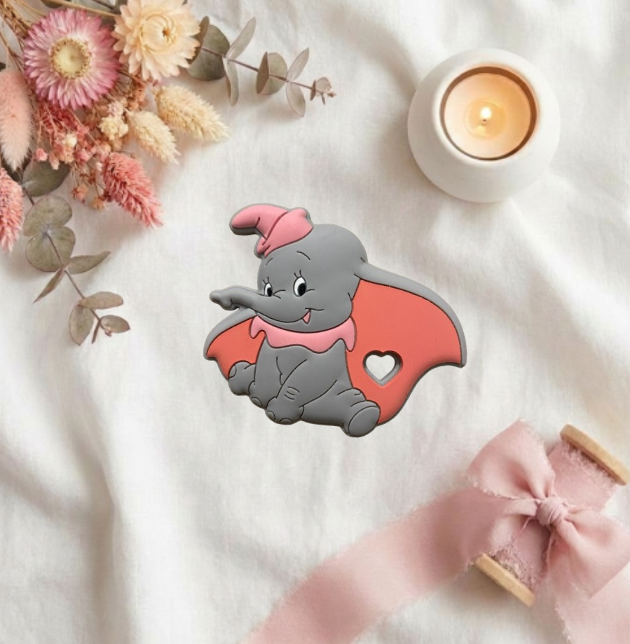 Little Bird - Kit Nascita Premium Dumbo - Bavetta + Portaciuccio + Massaggiagengive - Regalo Nascita