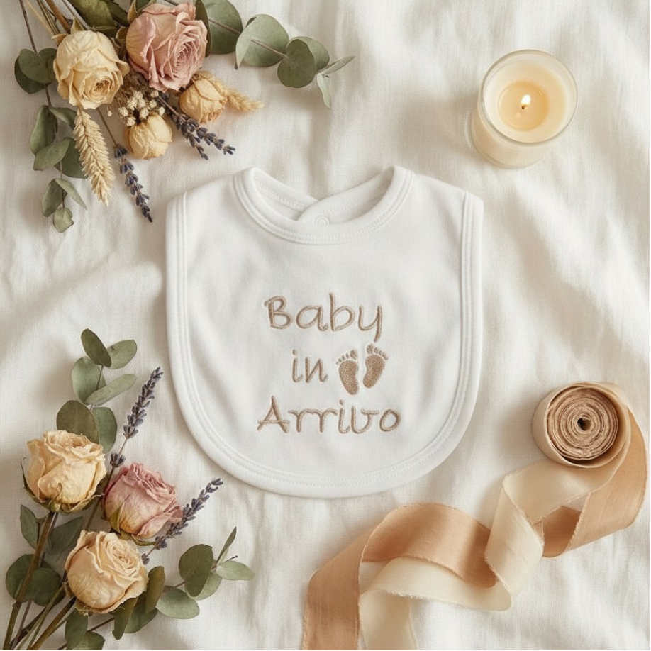 Little Bird - Kit Nascita Premium Baby in Arrivo - Bavetta + Portaciuccio + Massaggiagengive Legno - Regalo Nascita