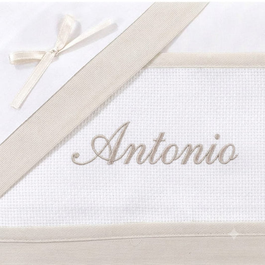 Little Bird - Lenzuolino Sabbia Personalizzabile con Nome - Cotone 100% - Carrozzina o Culla Neonato - Regalo Nascita