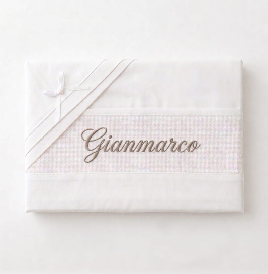 Little Bird - Drap Housse pour Berceau Rose Dentelle Broderie Anglaise Personnalisable avec Prénom - 100% Coton - Berceau Bébé - Cadeau de Naissance