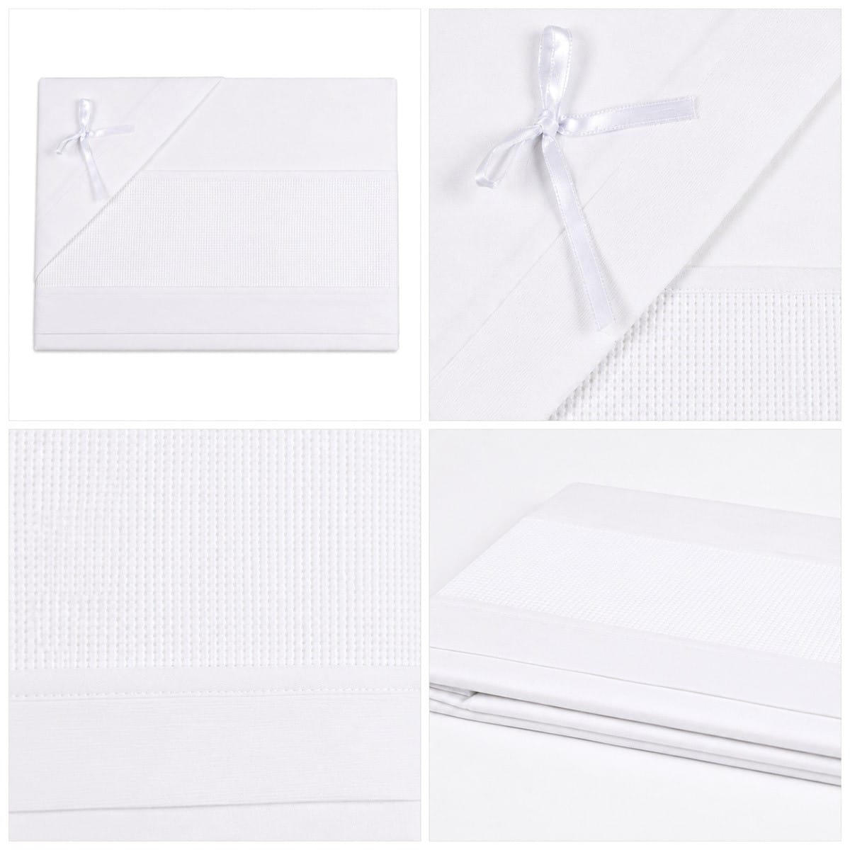 Little Bird - Lenzuolino Bianco Personalizzabile con Nome - Cotone 100% - Carrozzina o Culla Neonato - Regalo Nascita