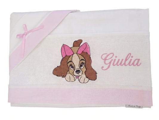 Little Bird - Drap Housse Lapin Personnalisable avec Prénom - 100% Coton - Landau Bébé - Cadeau Naissance
