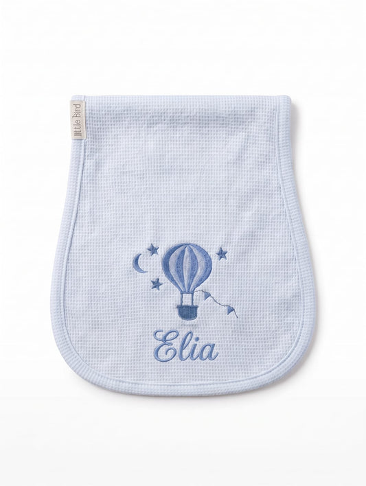 Little Bird - Couverture d'épaule Ourson avec ballons - 100% Coton Hypoallergénique - Personnalisable