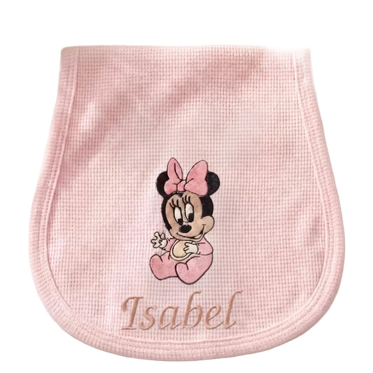 Little Bird - Bavoir d'épaule Minnie - 100% Coton Hypoallergénique - Personnalisable