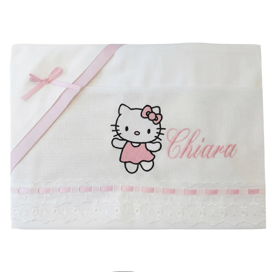 Little Bird - Drap Housse Bébé Minnie Personnalisable avec Prénom - 100% Coton - Landau Nouveau-né - Cadeau Naissance