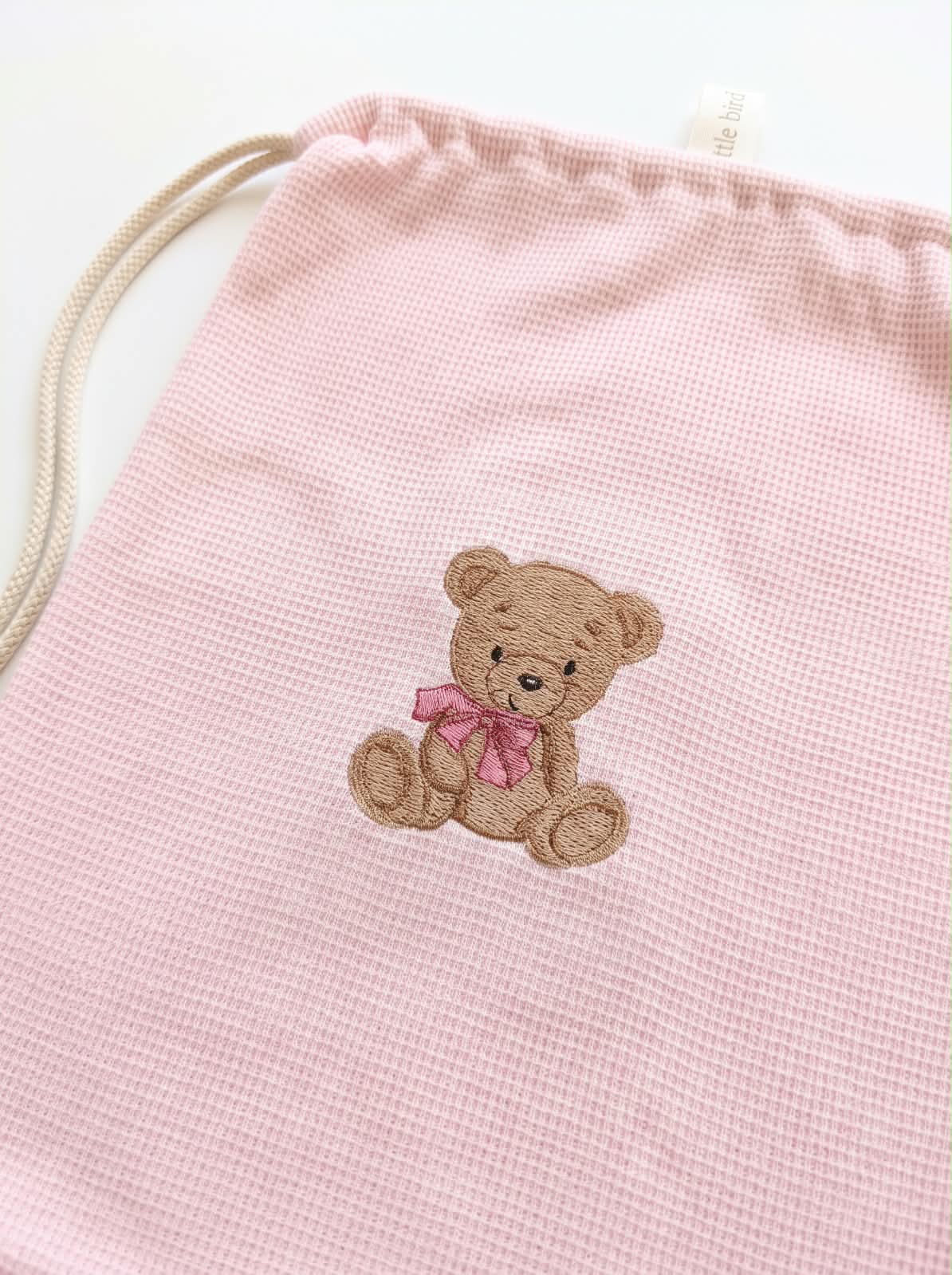 Little Bird - Pochette Rangement Bébé en Coton Vieux Rose - 100% Coton - Personnalisable - Organisateur Sac à Langer