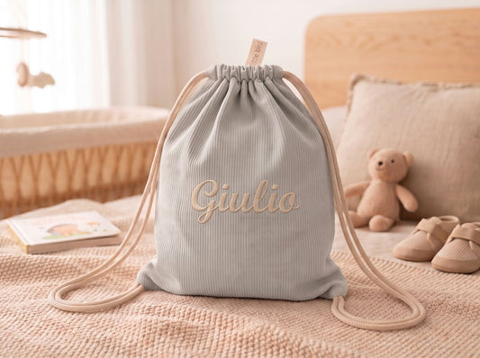 Little Bird - Sacca Cambio Neonato e Nido Personalizzabile in Cotone Grigio - 100% Cotone - Organizer Neonato