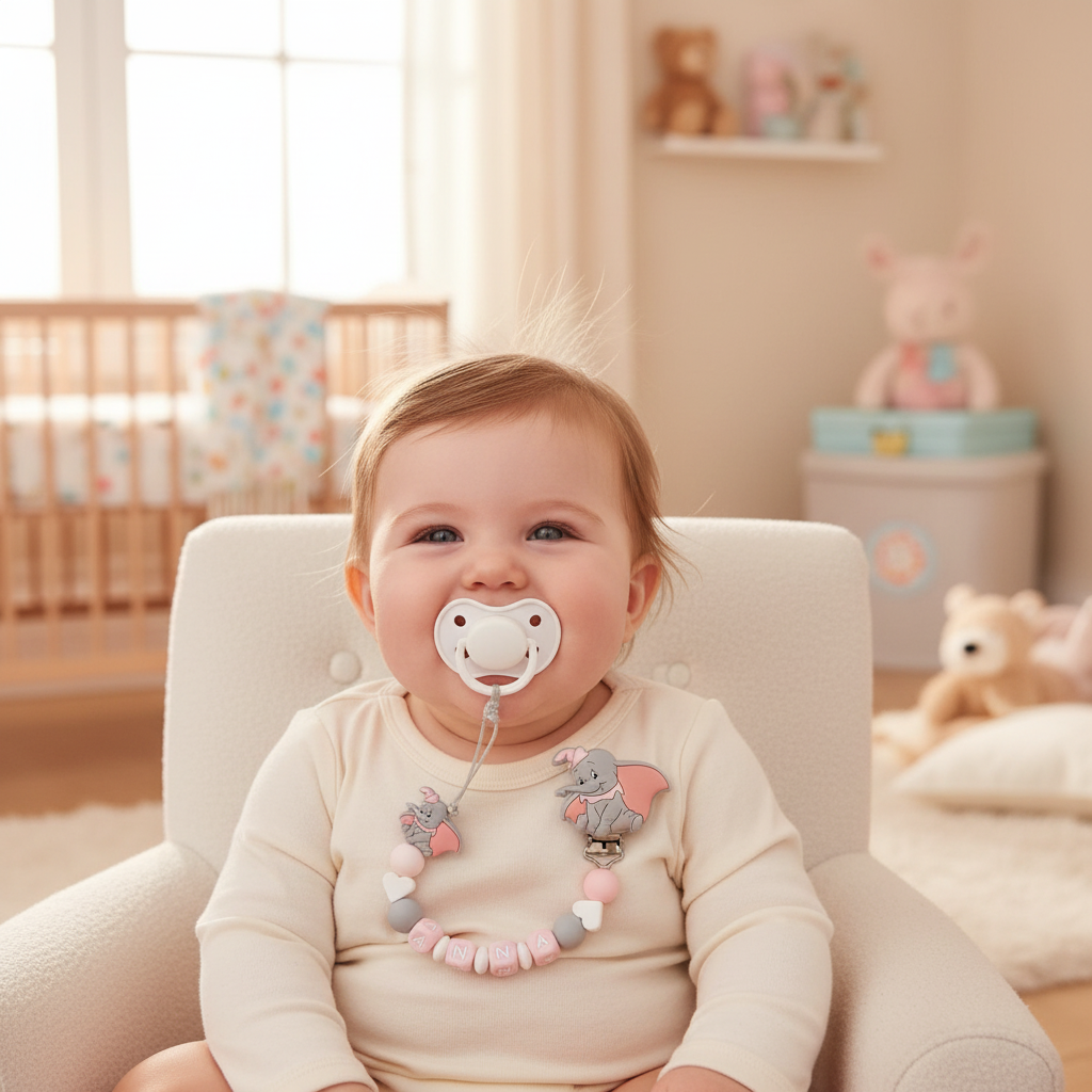 Bambina con portaciuccio
