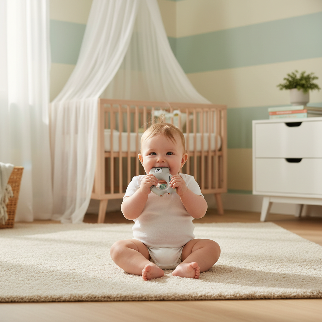 Bambino usa massaggiagengive
