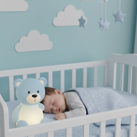 Bebè che dorme con luce notturna