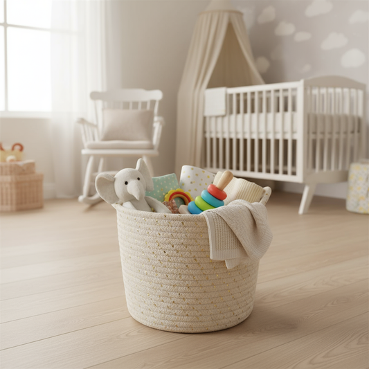 Cesto portaoggetti in cameretta