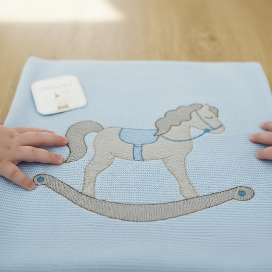 Copertina con ricamo in evidenza