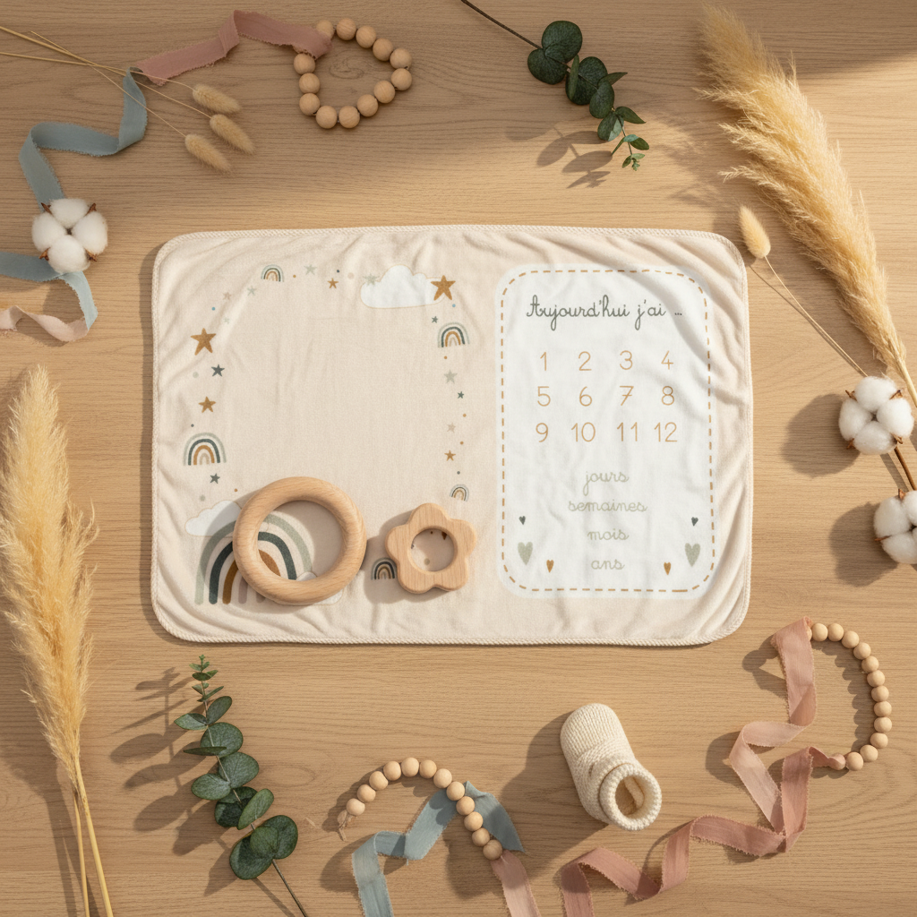 Flatlay decorato tappeto foto arcobaleno