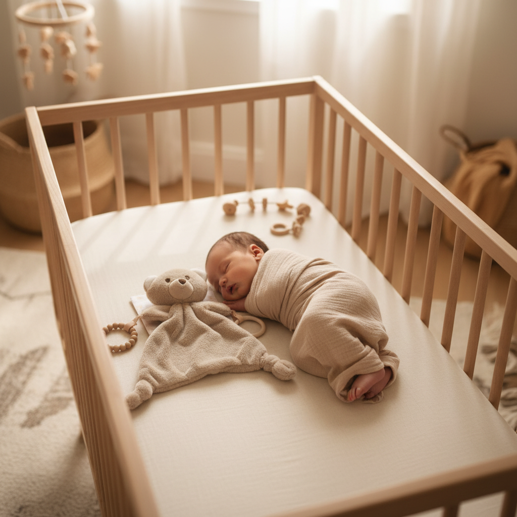 Dou Dou Orsetto Beige - neonato in culla