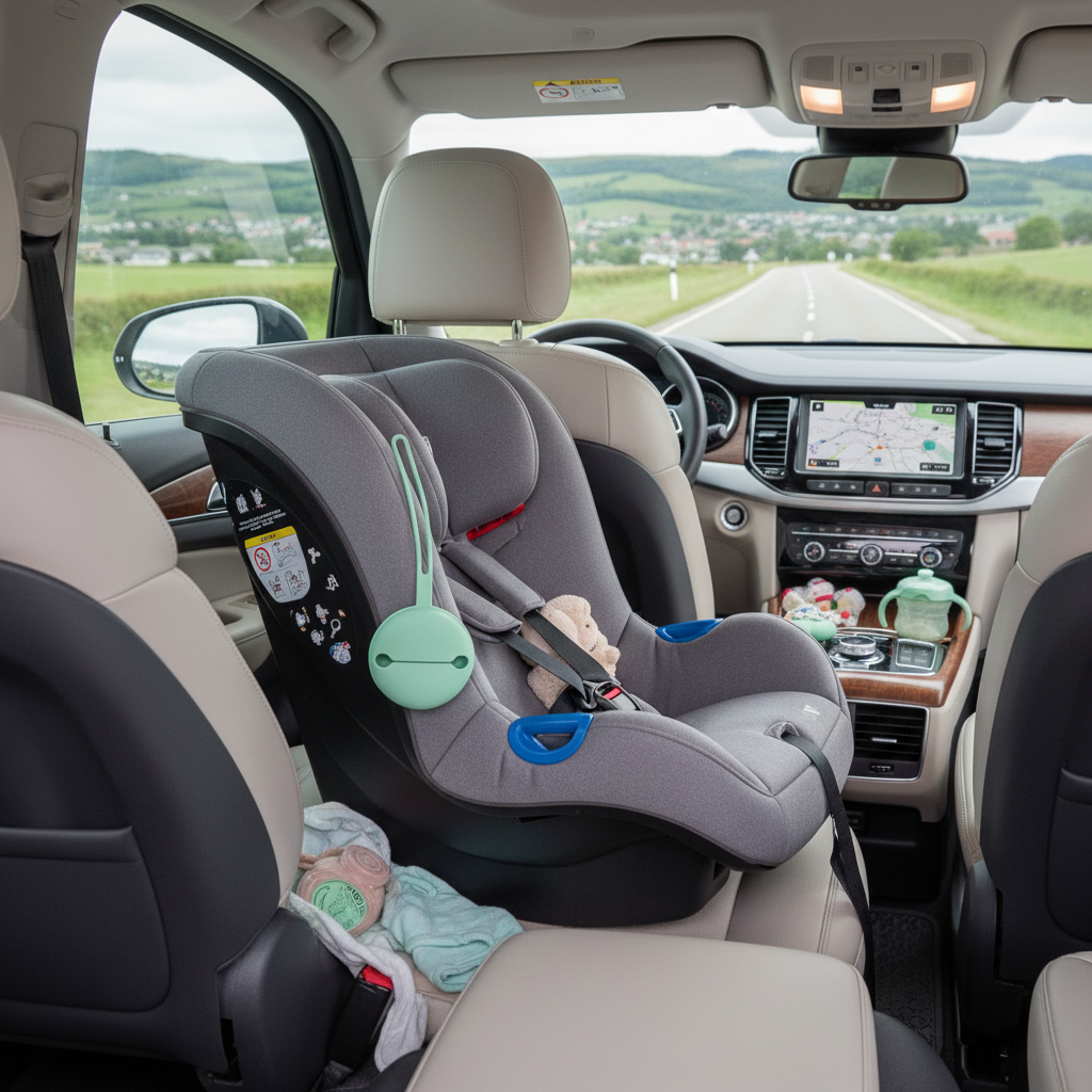 Portaciuccio verde menta in uso in auto