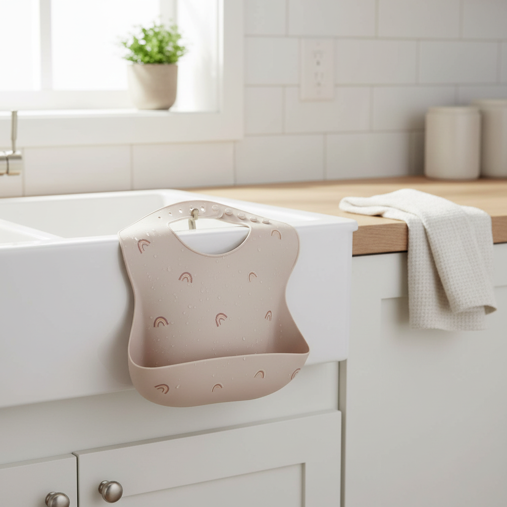 Bavetta beige arcobaleno pulita e asciutta