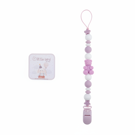 Portaciuccio Bear Rosa - sfondo bianco con talloncino Little Bird