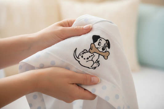 Lenzuolino Dalmata fra le mani