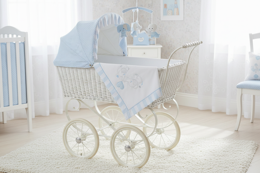 Lenzuolino Elefantino Celeste - lifestyle carrozzina