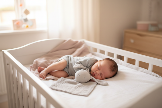 Dou Dou Coniglietto Grigio - lifestyle neonato in culla