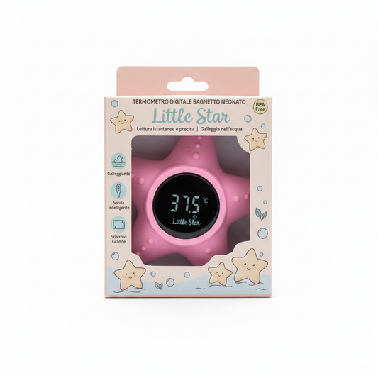 Termometro Little Star Rosa con packaging sfondo bianco