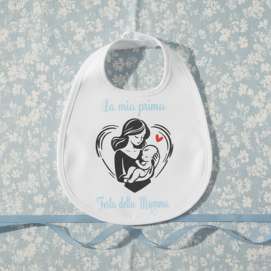 Bavetta Festa della Mamma lifestyle flat lay termovinile celeste – Little Bird