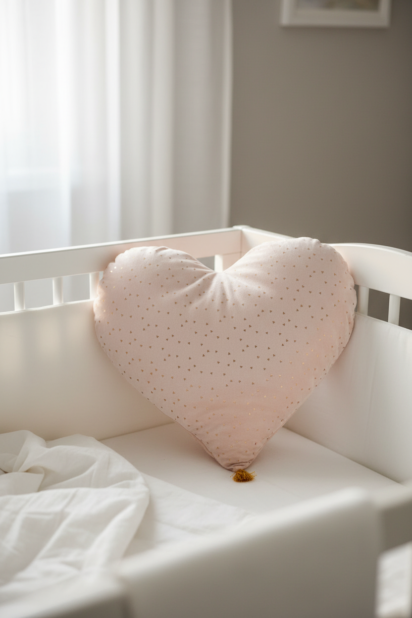 Cuscino Cuore Rosa nel lettino