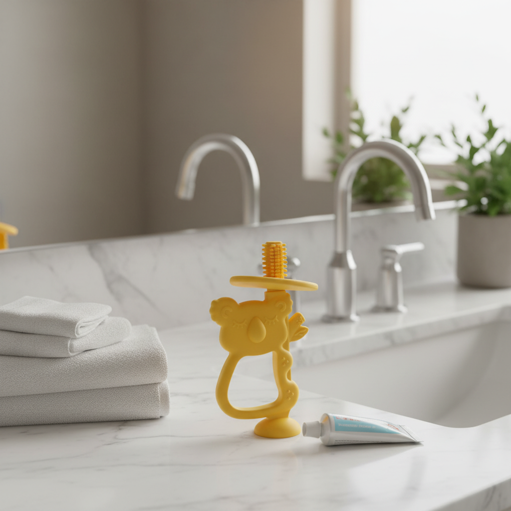 Spazzolino su piano bagno