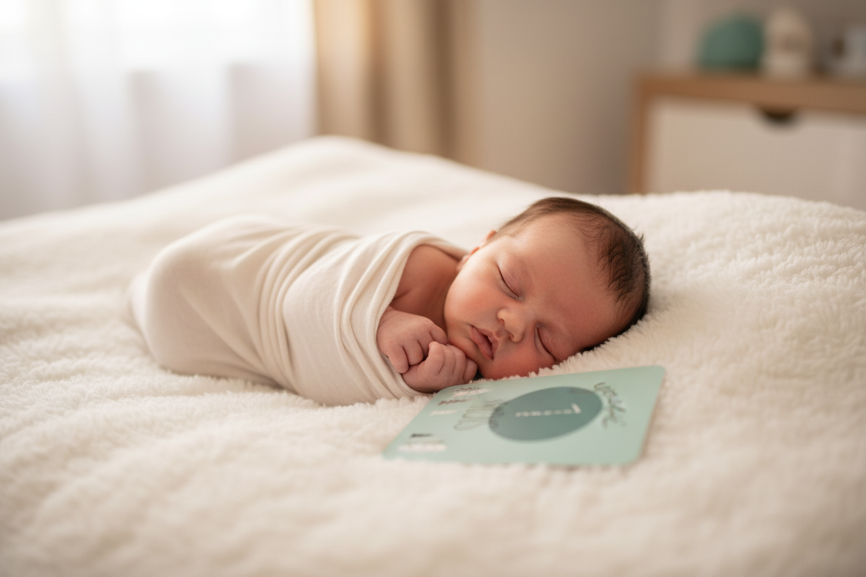 Neonato con card mese 1 verde menta