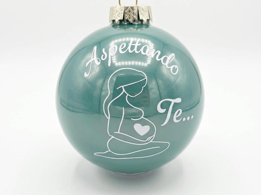 Boule de Noël personnalisée « Attends-moi » en verre – Décoration de Noël pour futurs parents
