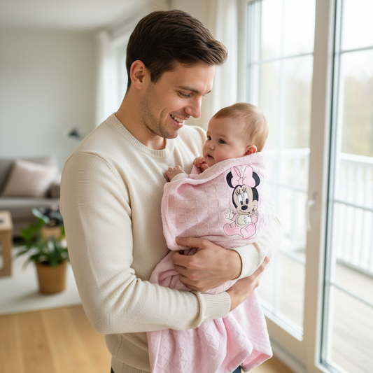 Papà e bebè con ricamo visibile
