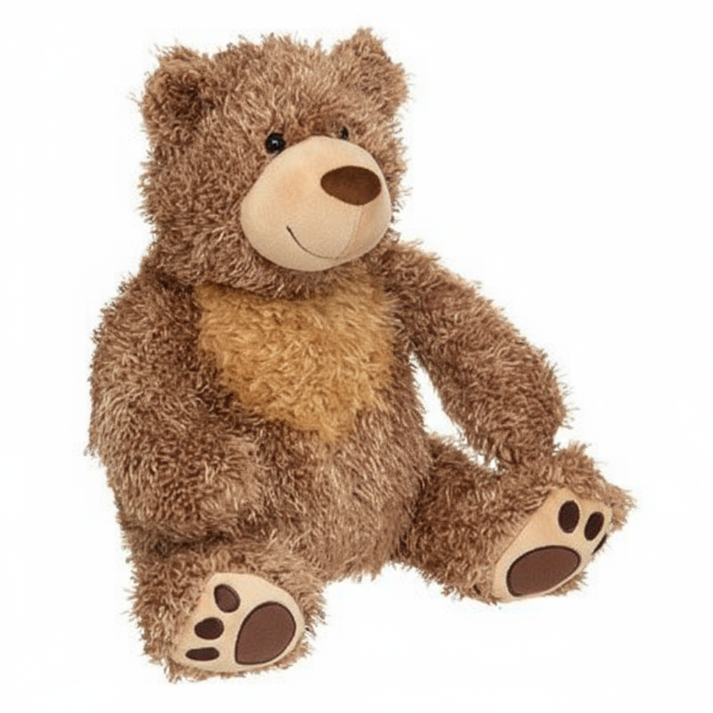 Peluche orsetto marrone su sfondo bianco