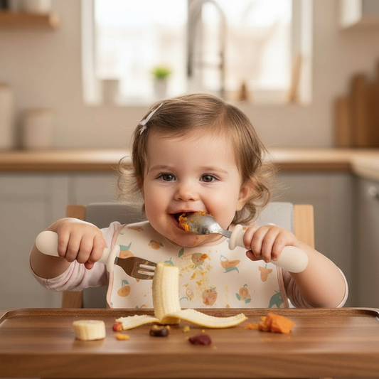 Set Posate Bambini Beige - Forchetta e Cucchiaio