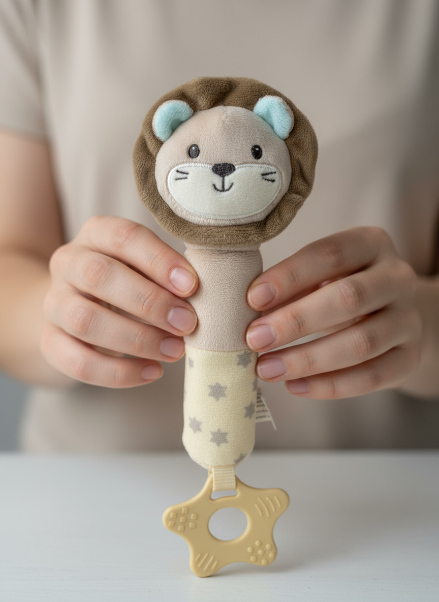 Sonaglino leoncino nelle mani della mamma