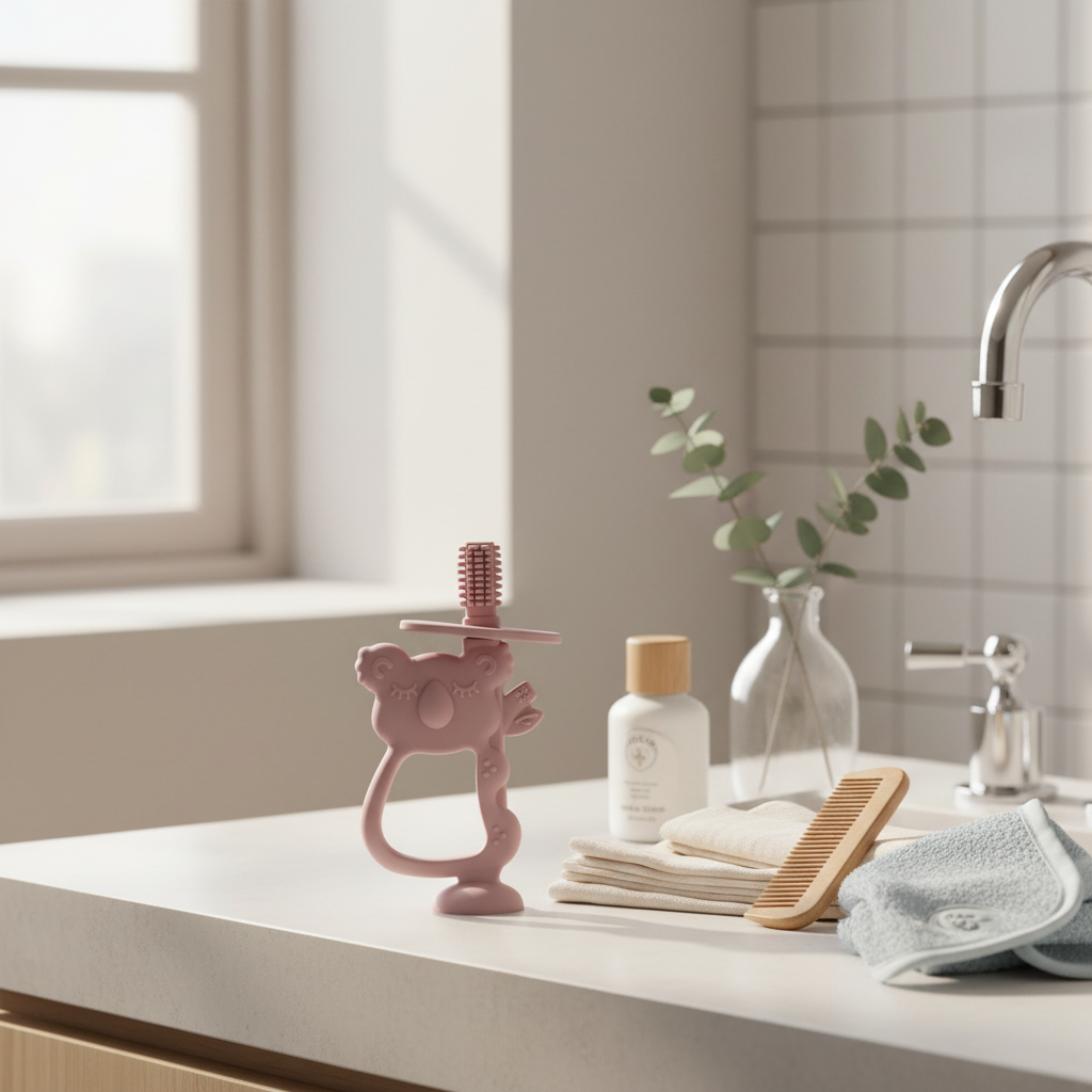 Spazzolino su piano bagno