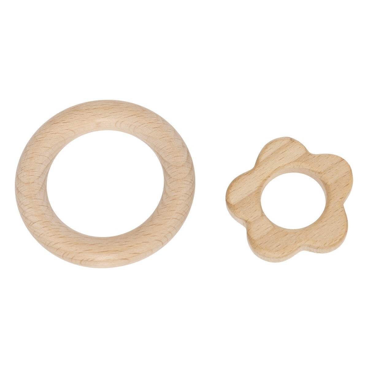 Anellini in legno cerchio e fiore inclusi nel tappeto foto