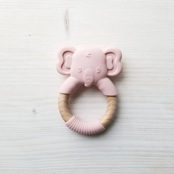 Massaggiagengive Elefante in Silicone e Legno | BPA Free per Neonati