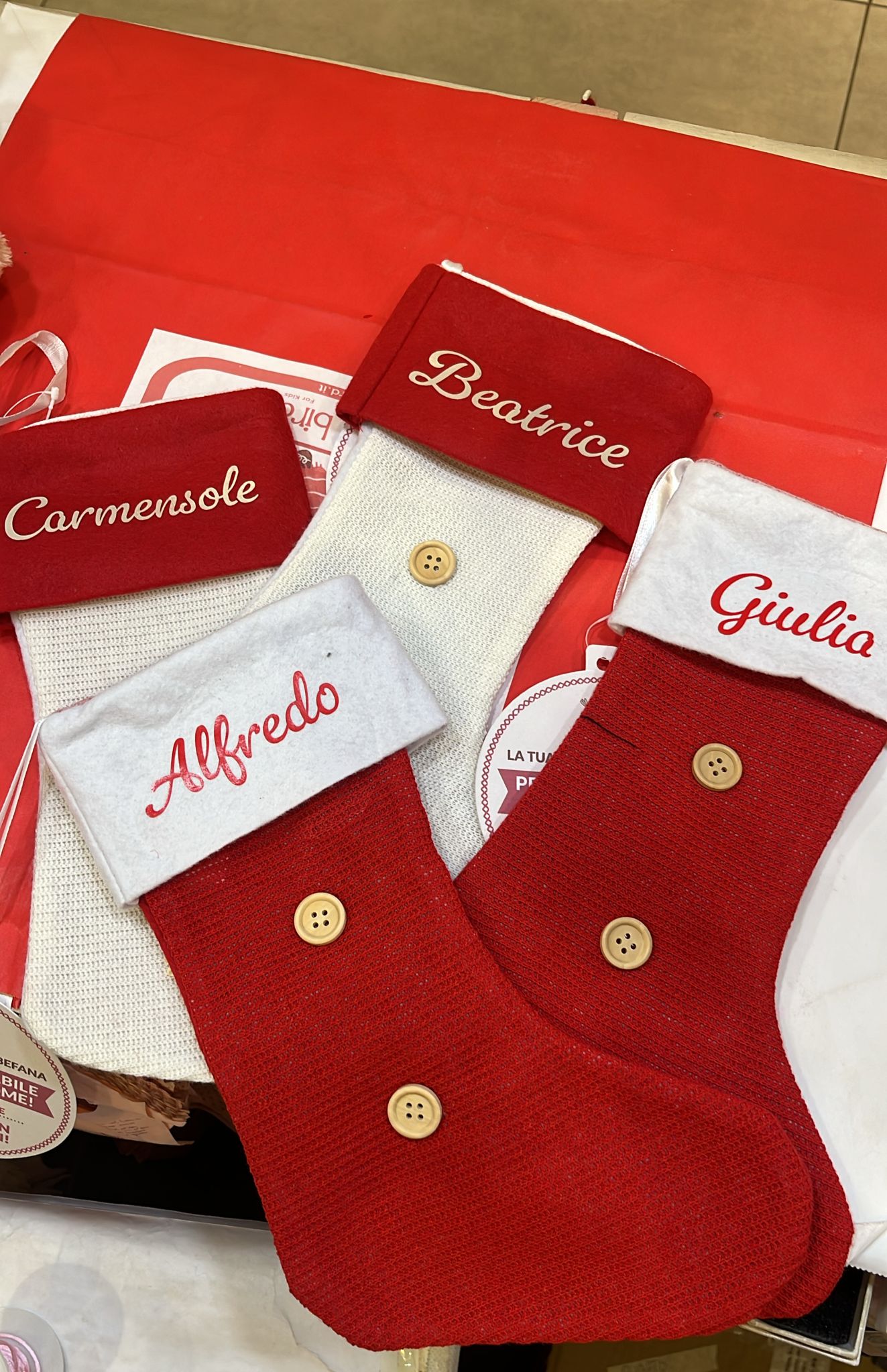 Calza della Befana Personalizzata con Nome Ricamato Orsetto