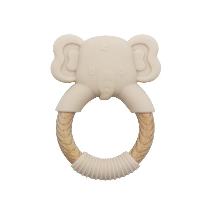 Massaggiagengive Elefante in Silicone e Legno | BPA Free per Neonati