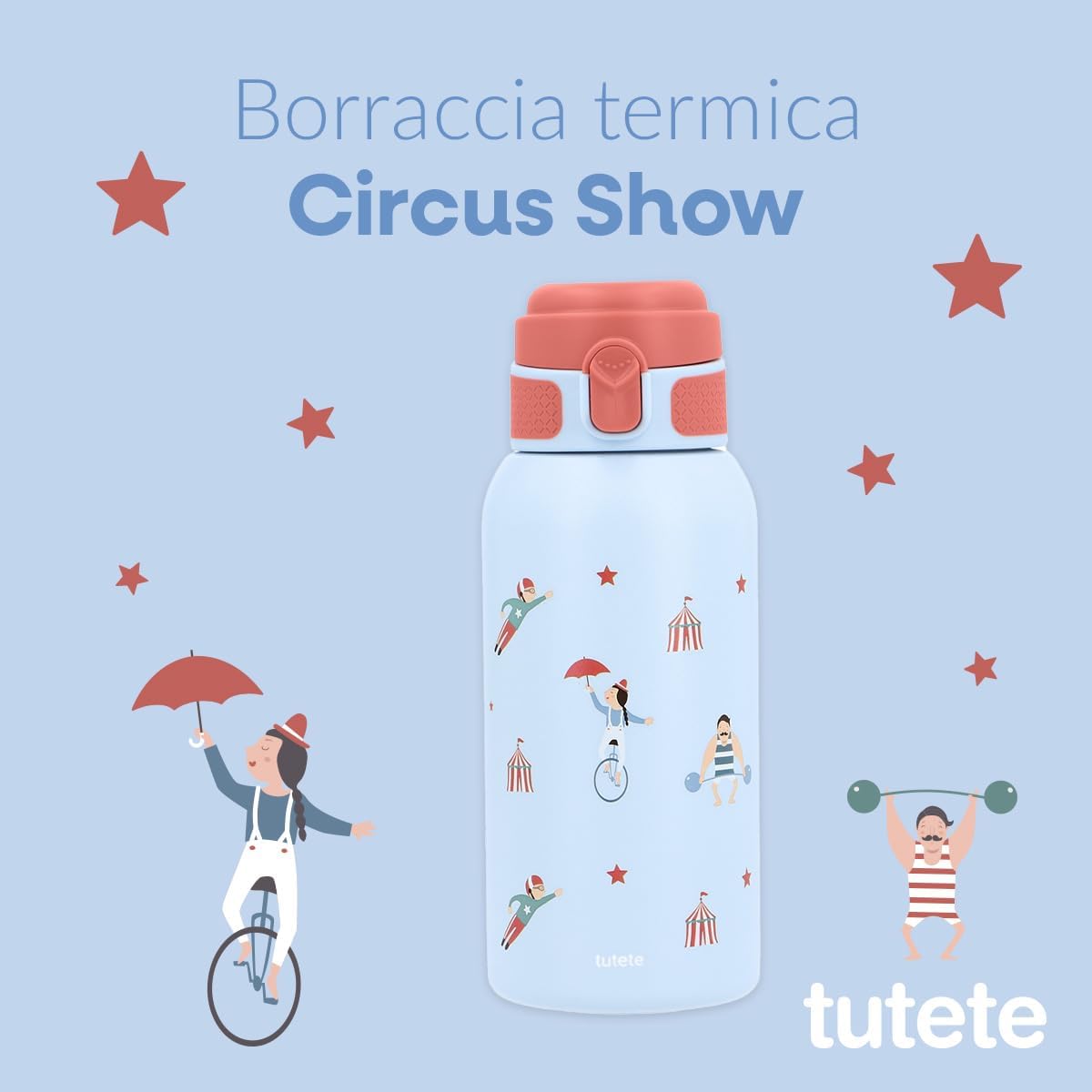 Borraccia Termica Circus Show Tutete - lifestyle con personaggi circo