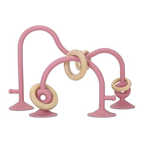 Labyrinthe Sensoriel en Silicone et Bois pour Bébés | Anneau de Dentition et Jouet d'Éveil
