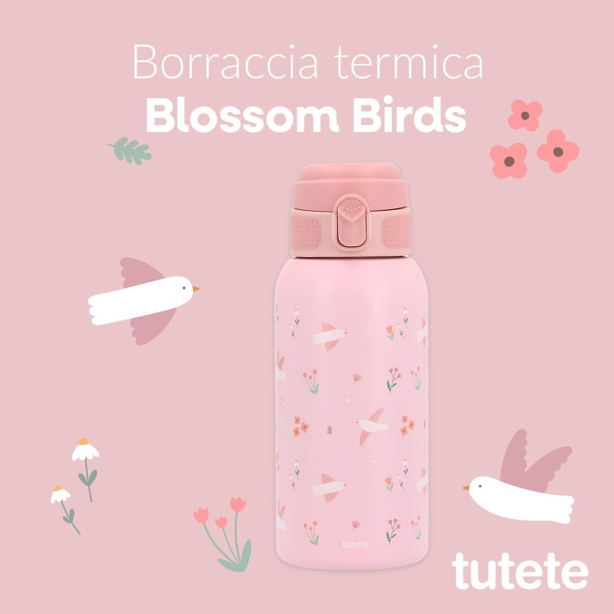 Borraccia Termica Blossom Birds - infografica caratteristiche