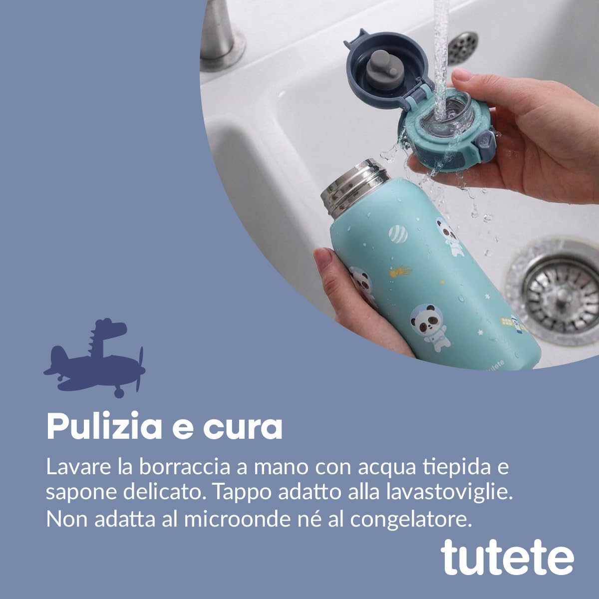 Borraccia Termica Planes Tutete - immagine promozionale con fantasia Planes su sfondo azzurro