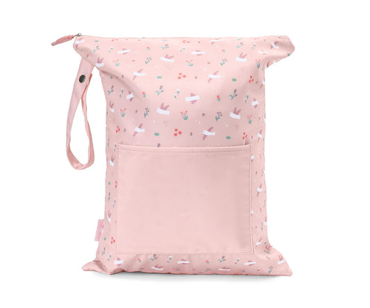 Borsa Impermeabile Grande Blossom Birds - vista frontale con tasca