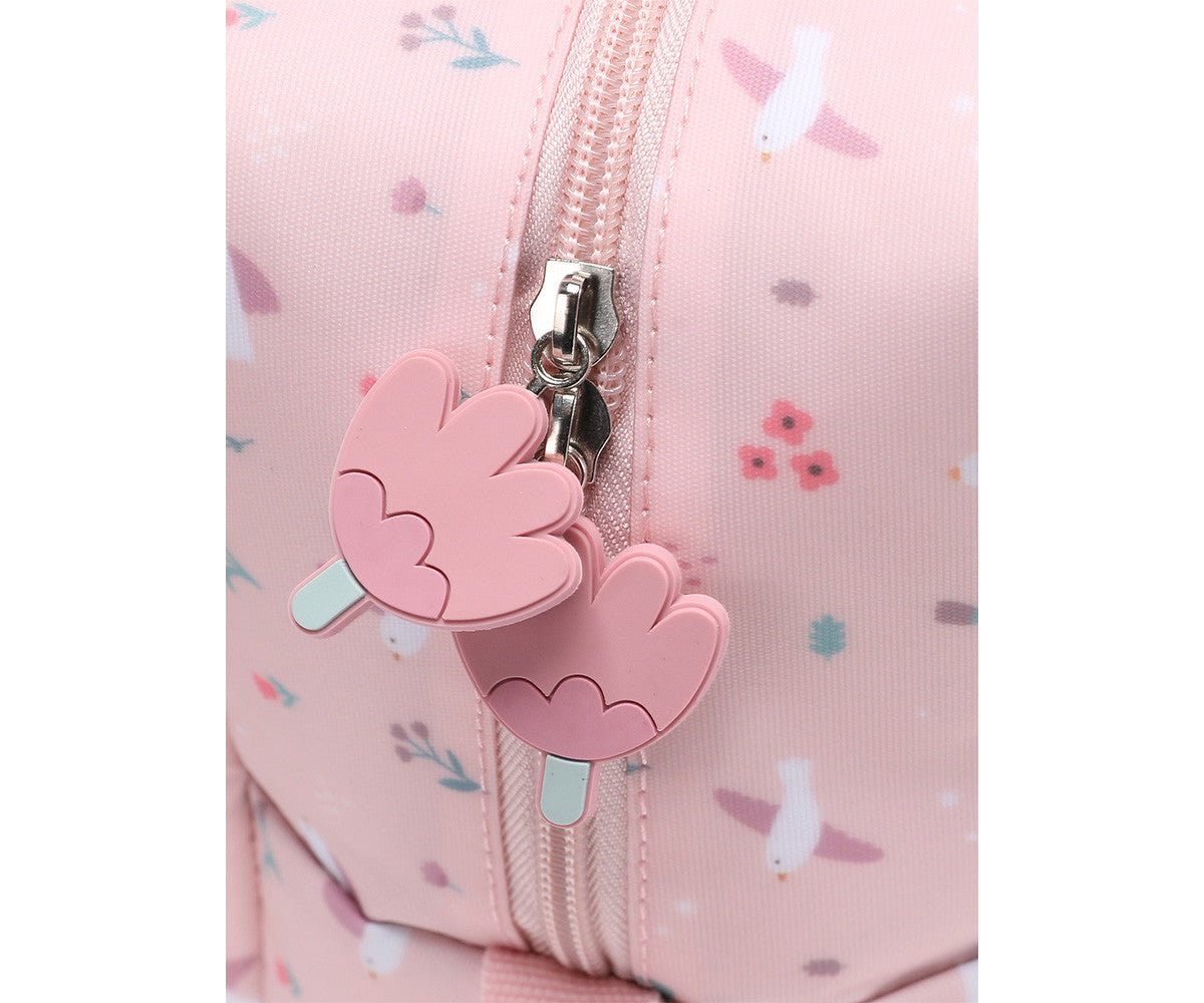 Borsa Termica Merenda Blossom Birds - dettaglio tiretto decorativo in silicone