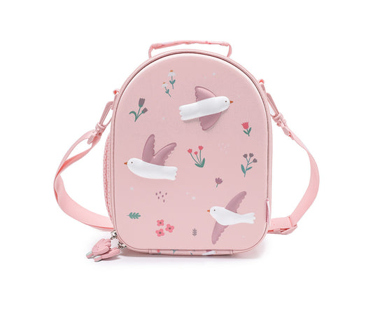 Borsa Termica 3D Blossom Birds - vista frontale con uccellini in rilievo